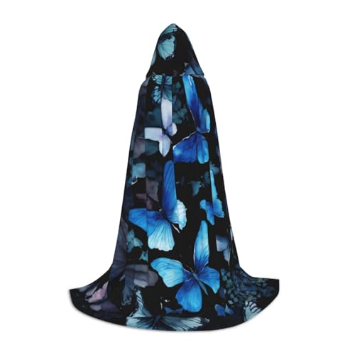 XULLZH Umhang mit Kapuze, Motiv: blaue Schmetterlinge, weiße Blumen, Halloween, Weihnachten, Kostüm, Damen, Herren, Erwachsene, Maskerade XULLZH Umhang mit Kapuze, Motiv: blaue Schmetterlinge, weiße Blumen, Halloween, Weihnachten, Kostüm, Damen, Herren, Erwachsene, Maskerade von XULLZH