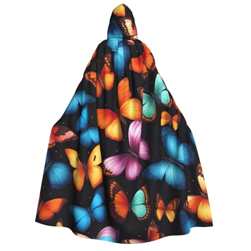 XULLZH Umhang mit Kapuze und buntem Schmetterlings-Aufdruck, Unisex, für Erwachsene, Halloween, volle Länge, Umhang mit Kapuze, Kostüm XULLZH Umhang mit Kapuze und buntem Schmetterlings-Aufdruck, Unisex, für Erwachsene, Halloween, volle Länge, Umhang mit Kapuze, Kostüm von XULLZH