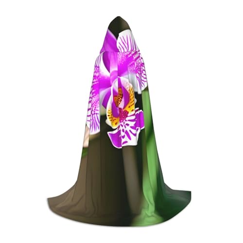XULLZH Umhang mit Orchideen-Druck, mit Kapuze, Halloween, Weihnachten, Kostüm, Damen, Herren, Erwachsene, Maskerade von XULLZH