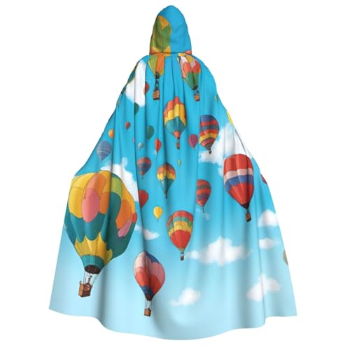 XULLZH Umhang mit bunten Luftballons, blauer Himmel, Unisex, Kapuzenumhang für Erwachsene, Halloween, volle Länge, Umhang mit Kapuze, Kostüm von XULLZH