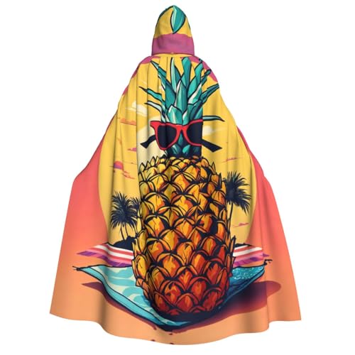 XULLZH Unisex Kapuzenumhang mit Ananas-Aufdruck Früchte und Sonne auf dem Sand für Erwachsene Halloween volle Länge Umhang für Herren mit Kapuze Kostüm XULLZH Unisex Kapuzenumhang mit Ananas-Aufdruck Früchte und Sonne auf dem Sand für Erwachsene Halloween volle Länge Umhang für Herren mit Kapuze Kostüm von XULLZH