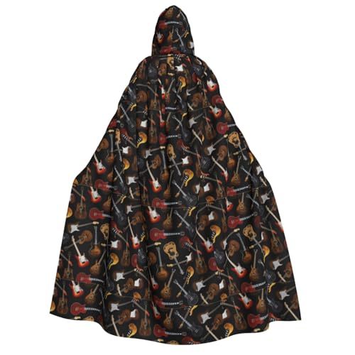 XULLZH Unisex Kapuzenumhang mit Gitarren-Aufdruck, für Erwachsene, Halloween, volle Länge, Umhang mit Kapuze, Kostüm von XULLZH
