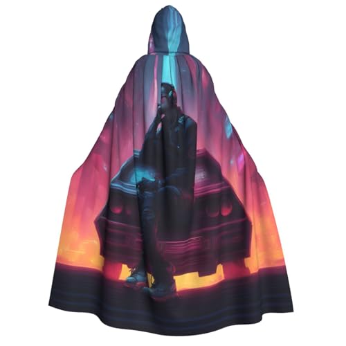 XULLZH Unisex Kapuzenumhang mit Musikdruck, für Erwachsene, Halloween, volle Länge, Umhang mit Kapuze, Kostüm XULLZH Unisex Kapuzenumhang mit Musikdruck, für Erwachsene, Halloween, volle Länge, Umhang mit Kapuze, Kostüm von XULLZH