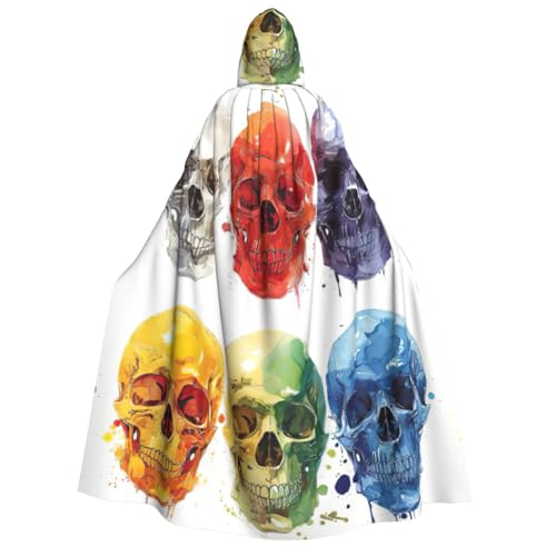 XULLZH Unisex Kapuzenumhang mit Totenköpfen für Erwachsene, Halloween, volle Länge, Umhang mit Kapuze, Kostüm XULLZH Unisex Kapuzenumhang mit Totenköpfen für Erwachsene, Halloween, volle Länge, Umhang mit Kapuze, Kostüm von XULLZH
