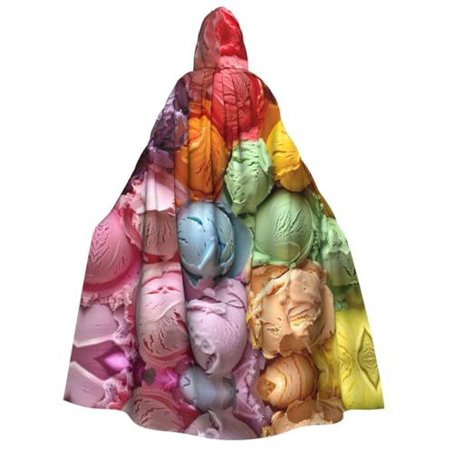 XULLZH Unisex-Kapuzenumhang mit vielen farbigen Eiscreme-Aufdruck, für Erwachsene, Halloween, volle Länge, Umhang mit Kapuze, Kostüm XULLZH Unisex-Kapuzenumhang mit vielen farbigen Eiscreme-Aufdruck, für Erwachsene, Halloween, volle Länge, Umhang mit Kapuze, Kostüm von XULLZH