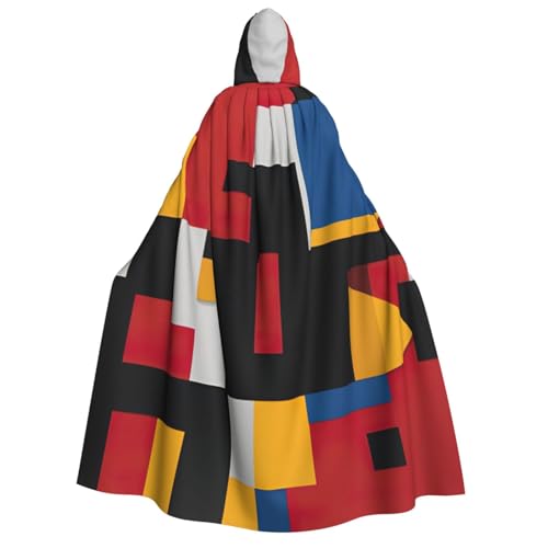XULLZH Zusammensetzung in Rot, Gelb, Blau und Schwarz, Unisex, Kapuzenumhang für Erwachsene, Halloween, Ganzkörperumhang, Herrenumhang mit Kapuze von XULLZH