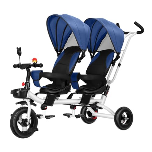 Doppeldreirad mit Doppelsitz und Sonnendach Universal Unisex Dreirad für Kinder von 1 bis 6 Jahren, Blau Doppeldreirad mit Doppelsitz und Sonnendach Universal Unisex Dreirad für Kinder von 1 bis 6 Jahren, Blau von XULOEGYUNE