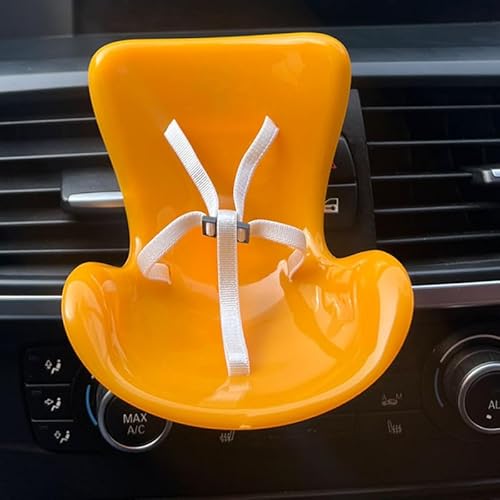 XUMIUZIY Autositz für Puppen, Niedliche Autoluftablüftungsclip -Dekoration Plastiksicherheitsstuhl, Verstellbares Sicherheitsriemen für Blindkastenspielzeug, für Car I (Yellow) von XUMIUZIY