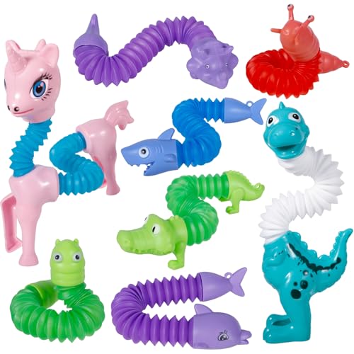 XUNIVERS Sensorik Spielzeug - 8 Stück Bunt Mini Pop Tubes für Autismus, Party Geschenke für Kinder Ab 1 2 3 - Stressabbau, Stretchy Tube Toys, Anti Stress Fidget Toys von XUNIVERS