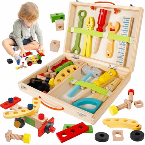 XUNIVERS Werkzeugkoffer Kinder Kinderspielzeug,34 Stück Werkzeug Kinder Holz Holzbaukasten,Lernspielzeug Werkzeug Koffer Kinder für Kinder im Alter von 3 4 5 6 7 8 Jahren Junge Mädchen Geschenk XUNIVERS Werkzeugkoffer Kinder Kinderspielzeug,34 Stück Werkzeug Kinder Holz Holzbaukasten,Lernspielzeug Werkzeug Koffer Kinder für Kinder im Alter von 3 4 5 6 7 8 Jahren Junge Mädchen Geschenk von XUNIVERS