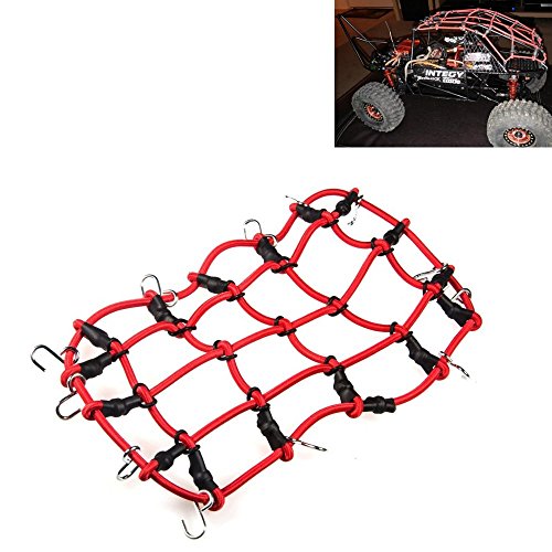 XUNJIAJIE 1 Stück 1:10 RC Elastisch Gepäcknetz mit Haken für 1/10 Crawler Auto Axial SCX10 Dachträger (Rot) von ZuoLan