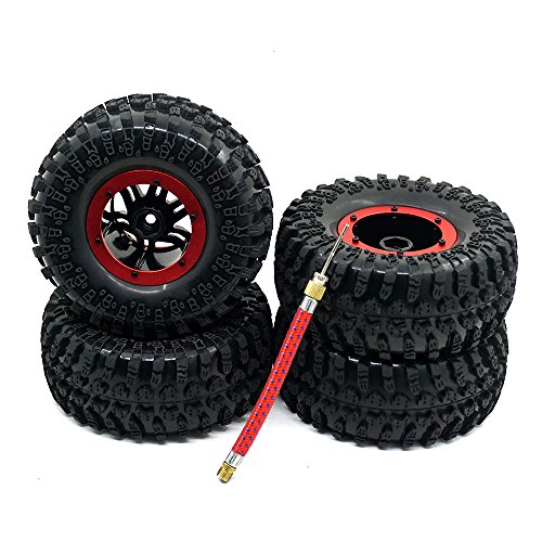 XUNJIAJIE 4 Stück Air System 2.2" Aufblasbar Felgen Beadlock Reifen Felgenringe für 1:10 RC Crawler Modell Auto Axial Wraith von ZuoLan