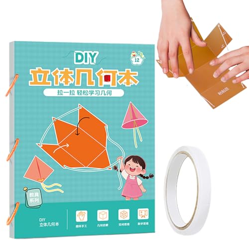 XUQEAYWD 3D Geometrie Mathematik Lernbuch, 3D Geometrie Lernbuch Mit 9/12/15 Körpern, Flechtspiel Mit Schnur Für Jugendliche Mädchen Anfänger Homeschool Kindergarten Reise von XUQEAYWD