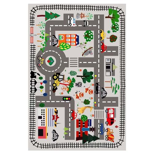 XUQEAYWD Bodenmatte für Baby, Kinder Spielen Mat | Kinderspiele sensorische Babybodenspiel Mat - Nicht rutschfaltbarer Teppichkrabbende Aktivitäten für Kleinkinder, City-Szene-Bildungsspielzeug von XUQEAYWD