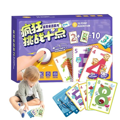 XUQEAYWD Familienkartenspiel für Kinder, Partykartenspiele für Erwachsene | Mathe Learning Flash Card Games,Aktivitäten zur Erstellung von Bildungsabzeigern, Reisspaß -Accessoires, von XUQEAYWD