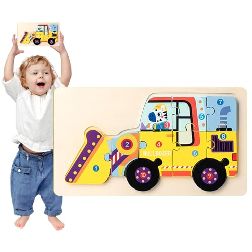 XUQEAYWD Feuerwehrlastwagen Rätsel, Fahrzeugrätsel für Kinder | Holzkinderfahrzeug -Rätsel | Frühe Bildungsbedarf, Kinderhirnteaser für Zuhause, Kindergarten, Kindergarten von XUQEAYWD