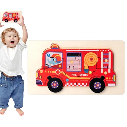 XUQEAYWD Holzfahrzeug -Rätsel, Baggerholzrätsel - Holzkinderfahrzeug -Rätsel | Frühe Bildungsbedarf, Kinderhirnteaser für Zuhause, Kindergarten, Kindergarten von XUQEAYWD