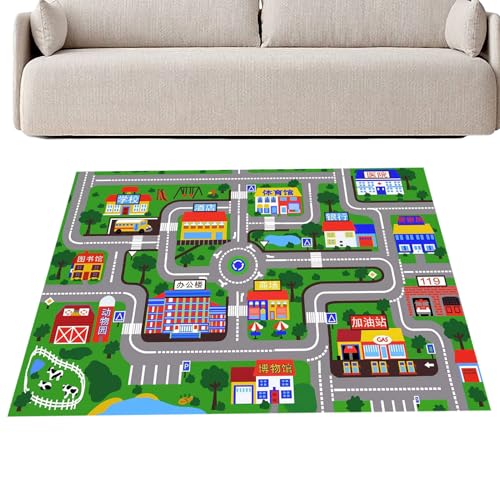 XUQEAYWD Kinder Spielen Mat, Babyspiel Mat - Interaktive Babyspielmatte für Boden,Nicht rutschfaltbarer Teppichkrabbende Aktivitäten für Kleinkinder, City-Szene-Bildungsspielzeug Teppich für den von XUQEAYWD