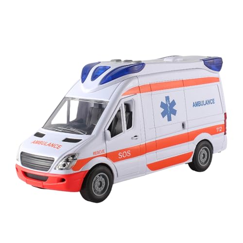 XUQEAYWD Krankenwagen Spielzeugauto, 27x10x14cm Spielzeug Für Rettungsfahrzeuge Mit Licht Und Ton Und Trage, Spielzeugauto Krankenwagen, Medical Responder, Rettungswagen Für Kinder von XUQEAYWD