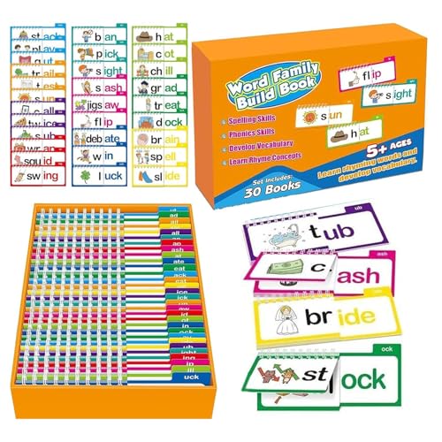 XUQEAYWD Phonics Flash -Karten, Lesen von Flash -Karten - Reimsportkarten | Buchstabentöne Flash-Karten Wortschatz Kindergärten Sehwort-Aktivitätsbuch für Kinder im Alter von 4 bis 8 Jahren von XUQEAYWD