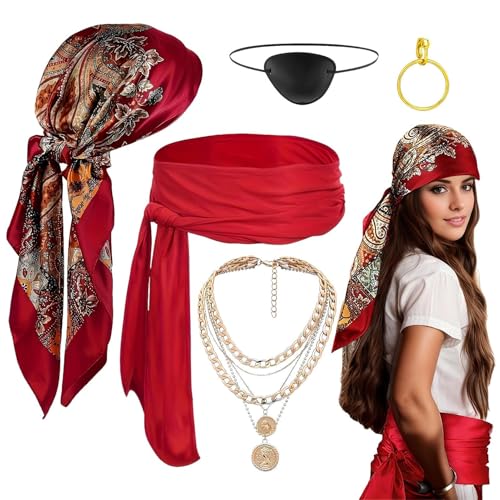 XUQEAYWD Piratenkostüm Damen Zubehör - Komplettes Piraten Kostüm Set Mit Ohrring Und Halskette | 5 Teile Verkleidungszubehör für Rollenspiel Maskerade Schultheater Theateraufführungen Veranstaltungen XUQEAYWD Piratenkostüm Damen Zubehör - Komplettes Piraten Kostüm Set Mit Ohrring Und Halskette | 5 Teile Verkleidungszubehör für Rollenspiel Maskerade Schultheater Theateraufführungen Veranstaltungen von XUQEAYWD