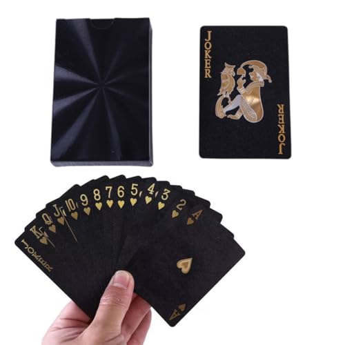 XURJUMI Schwarze Kunststoff-Spielkarten, 54 Stück, Wasserdicht, Mit Schürhaken, Für Geschenke Und Partys XURJUMI Schwarze Kunststoff-Spielkarten, 54 Stück, Wasserdicht, Mit Schürhaken, Für Geschenke Und Partys von XURJUMI
