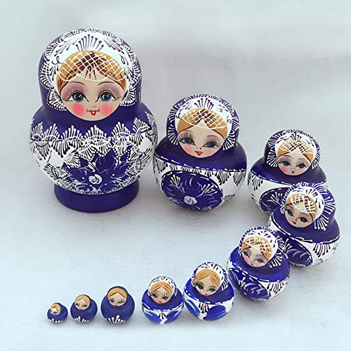 10-schichtige russische Matrjoschka-Puppen, handgefertigte Satinholz Matrjoschkas, Russische Puppen für Kinder und Erwachsene zur Aufbewahrung von Gegenständen, Russische Weihnachtsdekoration (1 Set) von XUSANSO