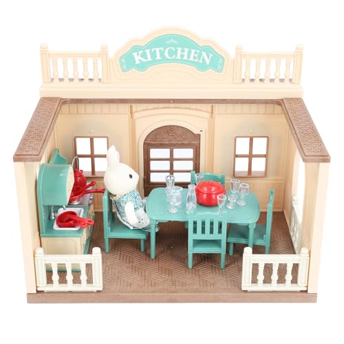 XUXHOU Dollhouse Trep Cooking Playset, Plastik Simuliertes Miniaturpuppenhaus Küchenspielzeug mit Tabellengeschirrmöbeln von XUXHOU