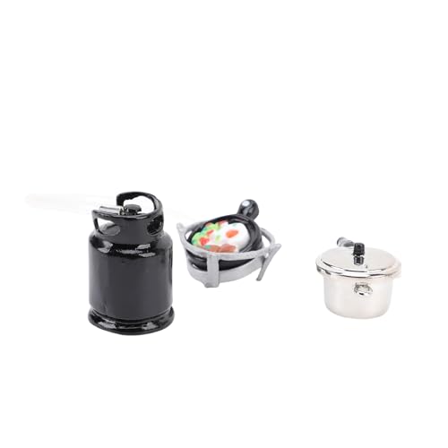 XUXHOU 1:12 Miniaturofenmodell, Realistischer Gasherd mit Schnellkochtopf, Bratpfanne und Stand für Dollhouse Kitchen Decoration, Exquisite Handwerkskunst, Inspiriert Kreatives Spiel. von XUXHOU