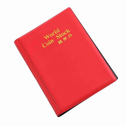 XUXHOU 120 Taschenmünzen Speicher Ordner Album Geld Sammlerhalter Buch Ideal für Caps -Abzeichen (Rot) von XUXHOU