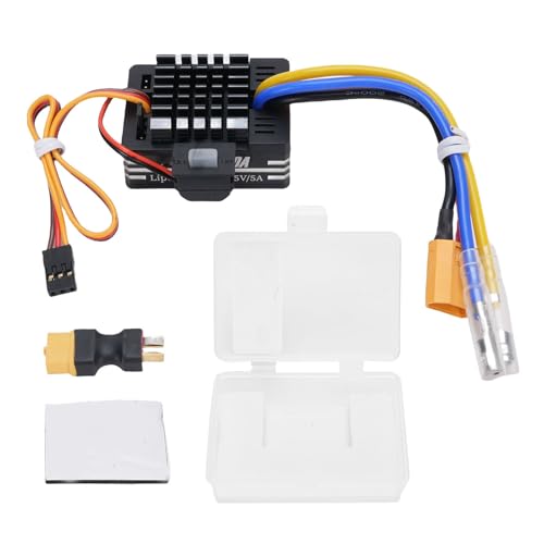 XUXHOU 80A Gebürstet ESC, RC Gebürstete Wasserdichtung Elektronischer Geschwindigkeit Controller T Stecker XT60 Stecker für 1/10 RC -Auto 540 550 750 Motoren (Black) von XUXHOU
