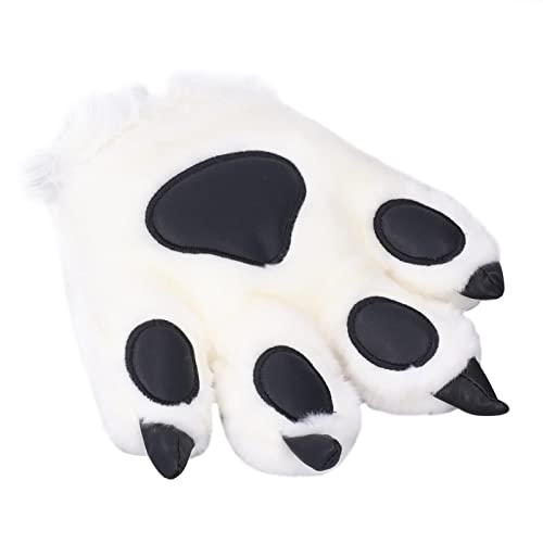 XUXHOU Animalklaue Plüschhandschuhe, Niedliche Tigerpfotenhandschuhe mit Weichem Plüschmaschine Waschbar für Rollenspiele Halloween Kostüm (White) von XUXHOU
