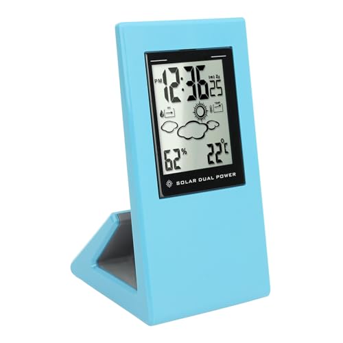 XUXHOU Digitaluhr mit Solarantrieb, Weather Ficcast Clock LCD Display Timing Digital Temperatur Feuchtigkeitsmessgerät für Home School Office (Blue) von XUXHOU