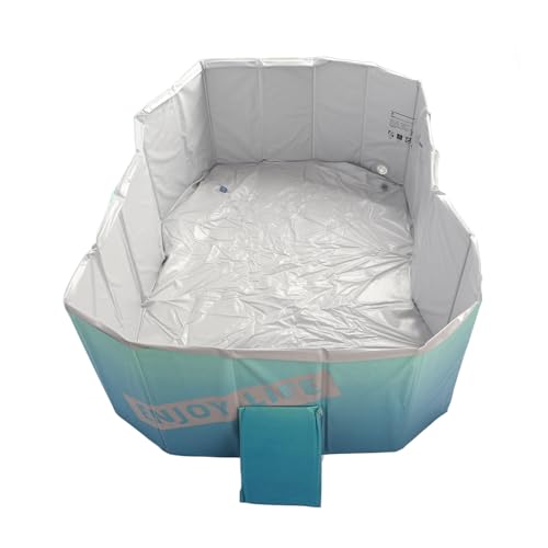 XUXHOU Faltbarer Schwimmbad, PVC -Portable -Inflation Rechteckig Geformtes Faltbares Kiddie -Pool für Häusliche Verwendung Blau (1,6 m / 63 Zoll) von XUXHOU