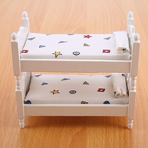 XUXHOU PUPPENETAGENBETT, 1:12 PUPPENHAUS MINIMMILDE AREALISTISCHES KINDLAFZIMMERMODELL -Exquisites Etagenbettspielgeug Pupping & Plüschtiere (Farbenfrohe Geometrie) von XUXHOU