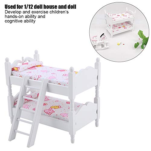XUXHOU PUPPENETAGENBETT, 1:12 PUPPENHAUS MINIMMILDE AREALISTISCHES KINDLAFZIMMERMODELL -Exquisites Etagenbettspielgeug Pupping & Plüschtiere (PINK) von XUXHOU