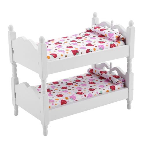 XUXHOU PUPPENETAGENBETT, 1:12 PUPPENHAUS MINIMMILDE AREALISTISCHES KINDLAFZIMMERMODELL -Exquisites Etagenbettspielgeug Pupping & Plüschtiere (Typ 2) von XUXHOU