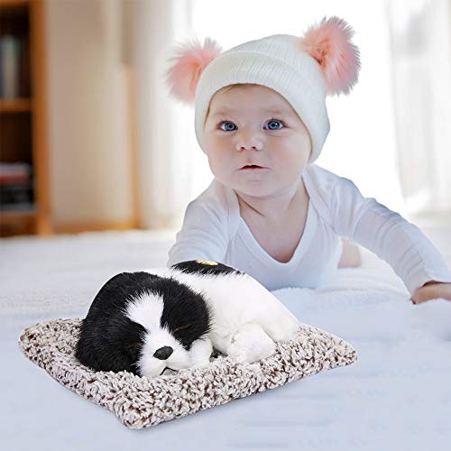 XUXHOU Tiermodell-Plürutier, Simulation, Schlafender Hund, Welpe, Ornament, Tier-Plürutier-Sammung, Bambuskohlle-Dekor Elektronisch Bleikor Blickeugau (Schwarz -Weiß -Bambuskohlehund) von XUXHOU