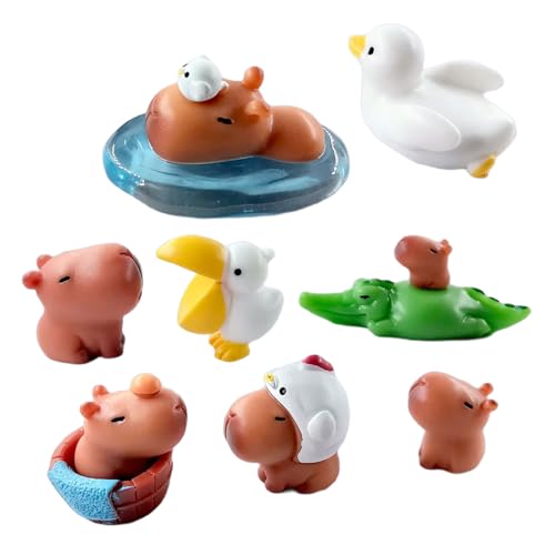 XUZHID Capybaras Figuren, 10 Stück Miniatur-Capybaras Ente und Freund Figuren für Gartendekoration XUZHID Capybaras Figuren, 10 Stück Miniatur-Capybaras Ente und Freund Figuren für Gartendekoration von XUZHID