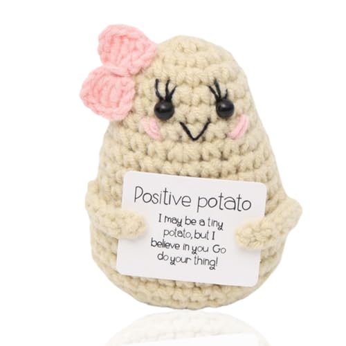 XUZOPIM Lucky Charm Positive Potato Pocket Hug Gifts for Girlfriend Small Gifts for Women Hospital Gift Knitted Wool Potato Doll with Positive Energy Card von XUZOPIM