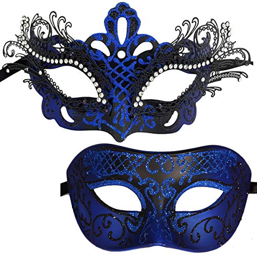 Xvevina Paare Maske Metall Masken venezianische Halloween Kostüm Maske Fasching Gras Maske - Blau - Einheitsgröße Xvevina Paare Maske Metall Masken venezianische Halloween Kostüm Maske Fasching Gras Maske - Blau - Einheitsgröße von XVEVINA