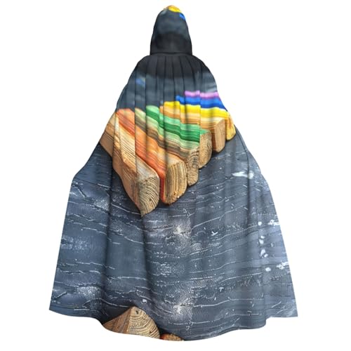 Xvfloreg Neat Wood Hooded Cape, High-Definition Printed Neutral Hooded Cape Role-Playing Costume von XVFLOREG