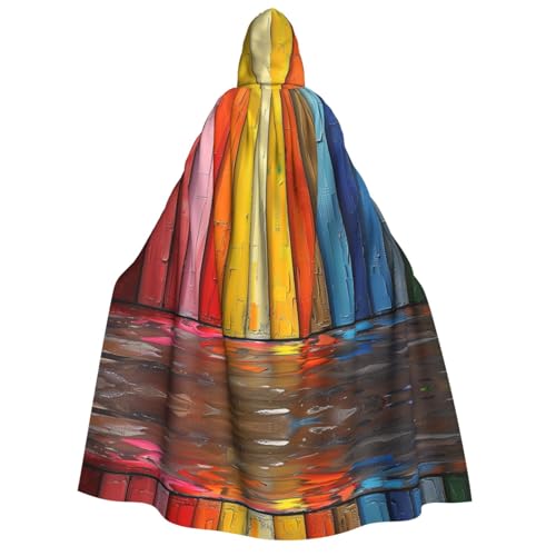 Xvfloreg Regenbogen Holzstreifen Kapuzenumhang High-Definition gedruckt Neutral Kapuzenumhang Rollenspiel Kostüm von XVFLOREG