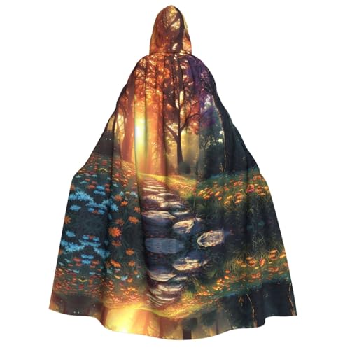 Xvfloreg The Setting Sun Hooded Cape, High-Definition Printed Neutraler Umhang mit Kapuze, Rollenspiel-Kostüm von XVFLOREG