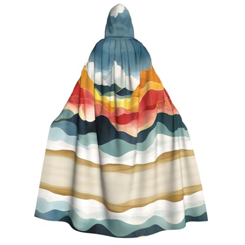 Xvfloreg Wave Mountain Range Hooded Cape, High-Definition Printed Neutral Umhang mit Kapuze, Rollenspiel-Kostüm von XVFLOREG