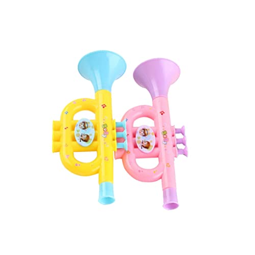 XVHOAB 2pcs Plastik Trompete Spielzeug Babymusik Horn Hooter Spielzeug Frühes Musikinstrument Bildungsspielzeug für Kinder zufällige Farbe. von XVHOAB