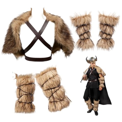 3pcs/Set Viking Kostüm Männer warme Kunstpelze Barbares Kostüm Beinhaltet ARM Manschettenschalel -Fuß Cover mittelalterlicher Wikinger -Outfit für Halloween -Party -Cosplay 3pcs/Set Viking Kostüm Männer warme Kunstpelze Barbares Kostüm Beinhaltet ARM Manschettenschalel -Fuß Cover mittelalterlicher Wikinger -Outfit für Halloween -Party -Cosplay von XVHOAB
