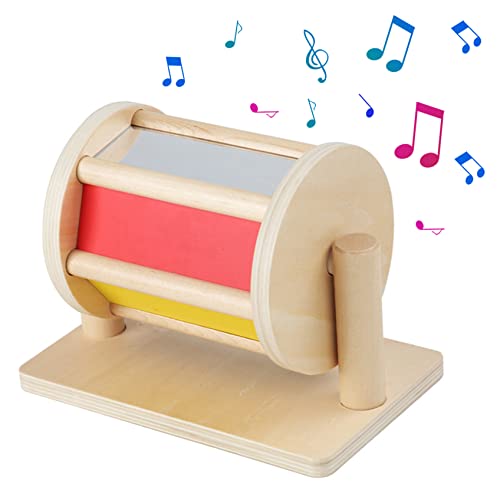 Spinning Drum Baby Spielzeug für 0-3-Jährige Safe Spinning Rainbow Baby Spielzeug Holzspinner Leichte Trommel mit klarem Spiegel 8.2x5.1x6.1 in von XVHOAB