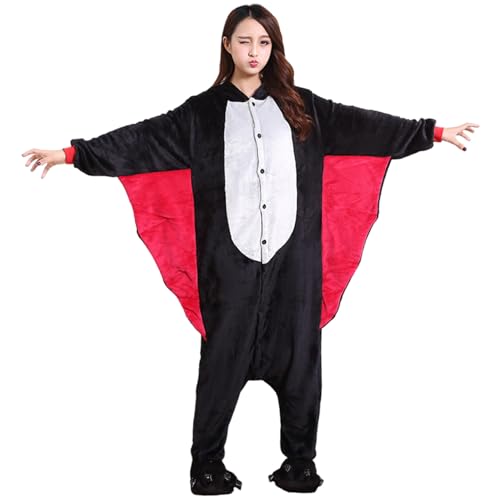XVHOAB 1pc Bat Hoodie, weiches Flanellfledermauskostüm, warmes Cartoon Damen-Onesie Pyjamas mit Knopf für Winter Home Halloween Cosplay, 165-175 cm. XVHOAB 1pc Bat Hoodie, weiches Flanellfledermauskostüm, warmes Cartoon Damen-Onesie Pyjamas mit Knopf für Winter Home Halloween Cosplay, 165-175 cm. von XVHOAB