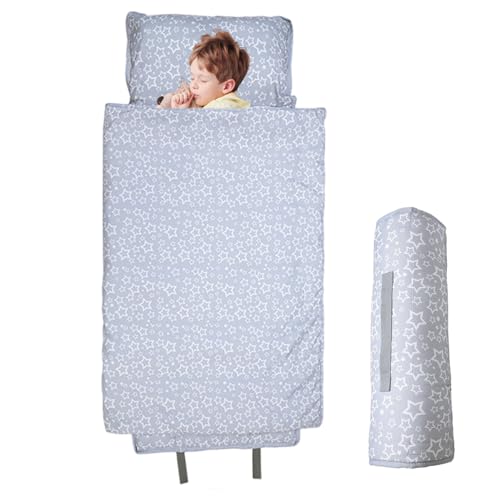 XVHOAB 1pc Kleinkindmatte mit Kissen und Decke 50x20 Anti-Kick-Kleinkind Schlafsack mit Griffburg-Druck-Nickerchen-Matten für Vorschule, Kindertagesstätte. von XVHOAB